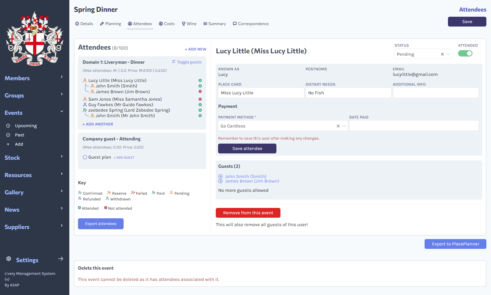 Screenshot of Livery Membership System
