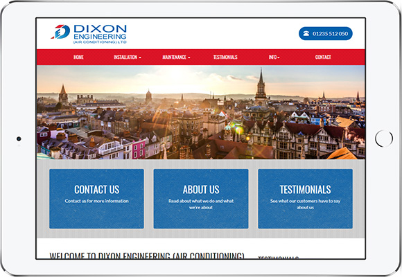 Tablet screen preview of Dixon Engineering website